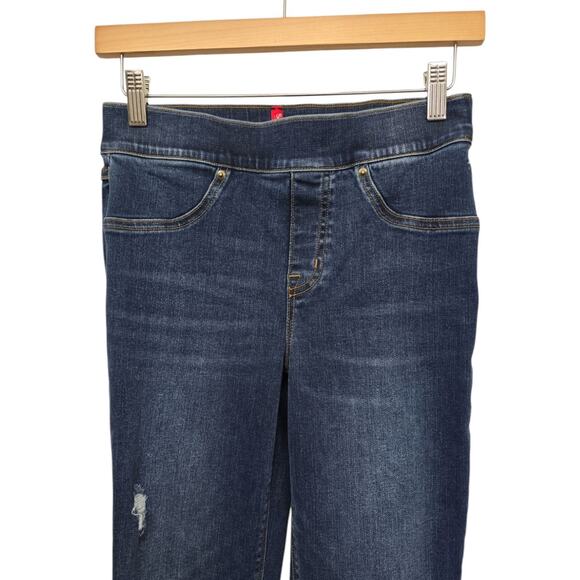 Spanx Distressed Denim Leggings Jeans Medium Wash Size Small Pull-On Compression - Picture 8 of 10